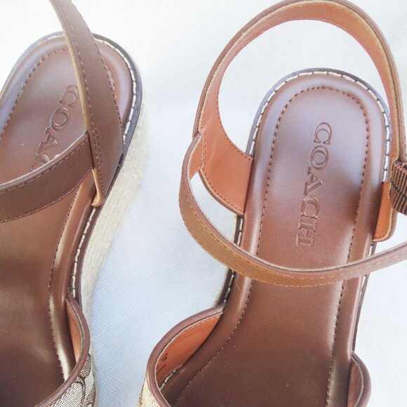 COACH Size 7.5B KIMBERLY Espadrille Platform Sandals, Signature Canvas - Picture 5 of 9